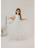 Ivory Lace Pleated Tulle Graceful Flower Girl Dress